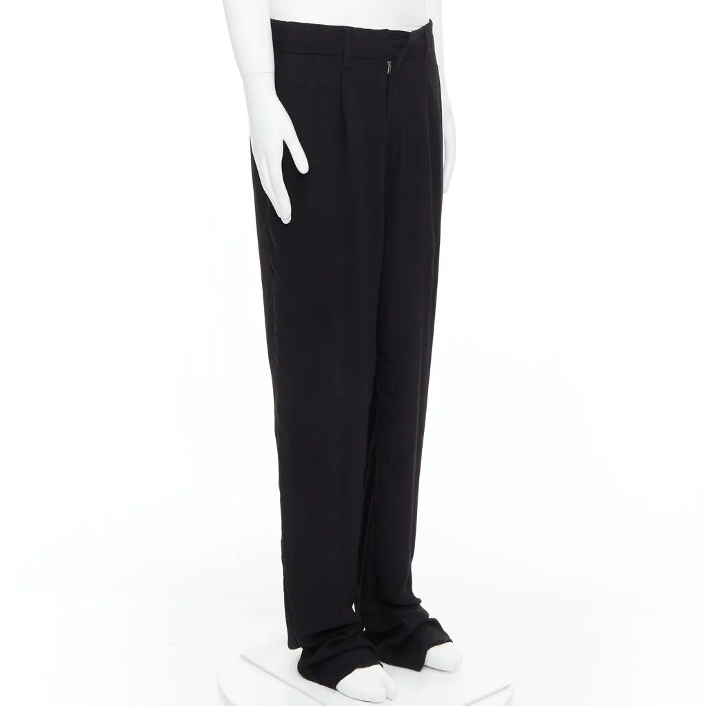 Yohji Yamamoto Pleated Wide Pants Black Polyester Fair - Inside View