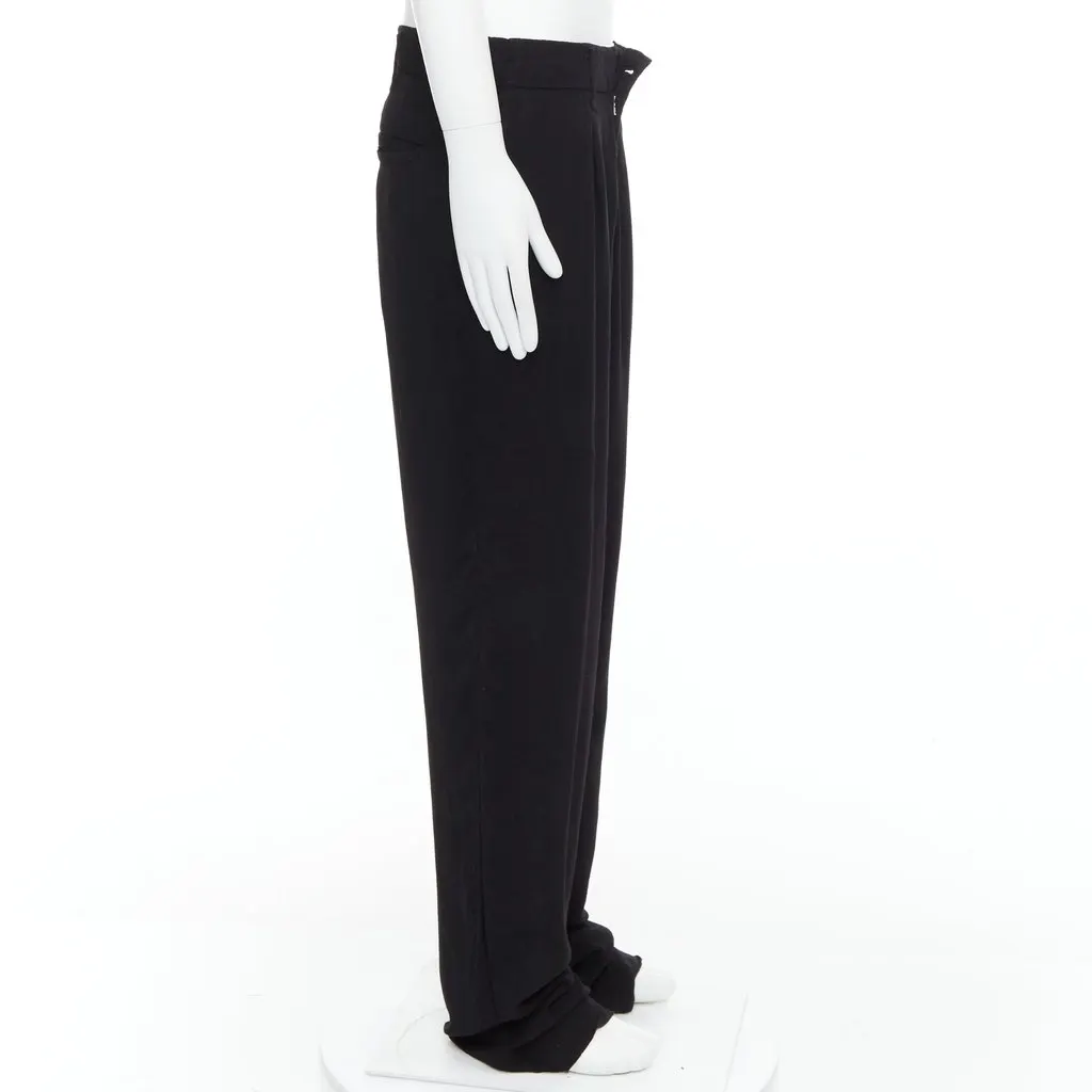 Yohji Yamamoto Pleated Wide Pants Black Polyester Fair - Model View