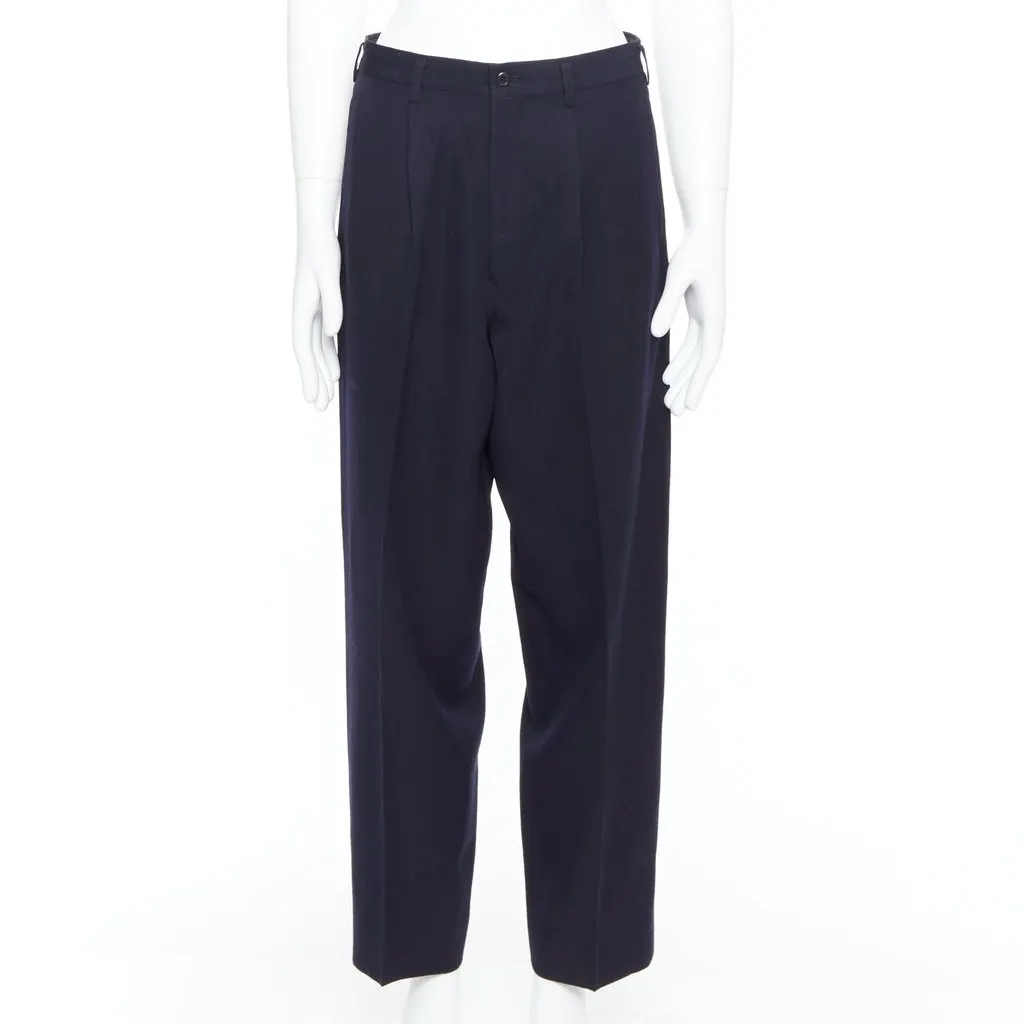 Yohji Yamamoto Pleated Wool Pants Black Wool Good - Front View