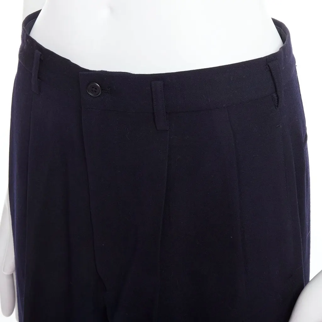 Yohji Yamamoto Pleated Wool Pants Black Wool Good - Back View