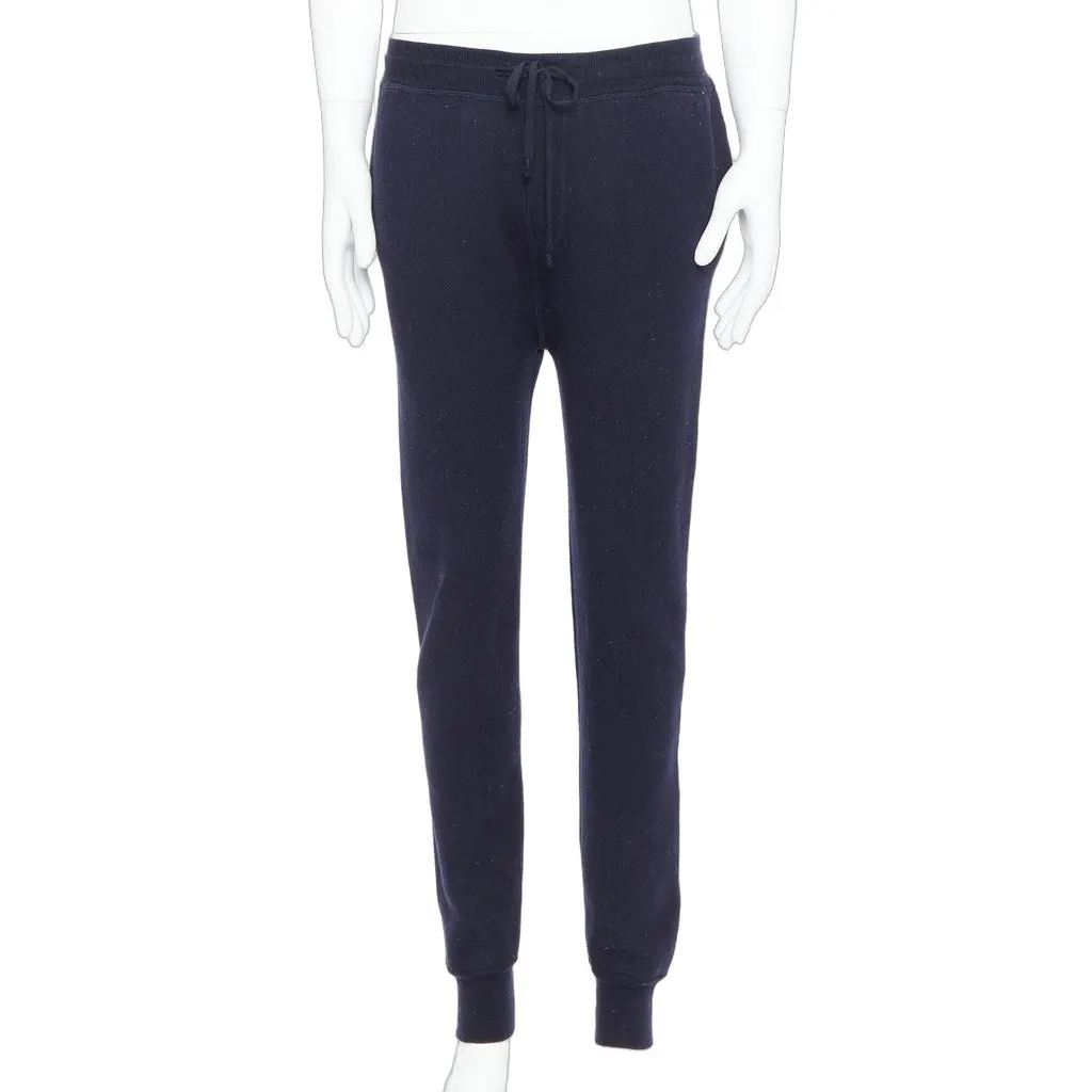 Lanvin Waffle Knit Joggers Navy Wool Fair - Front View