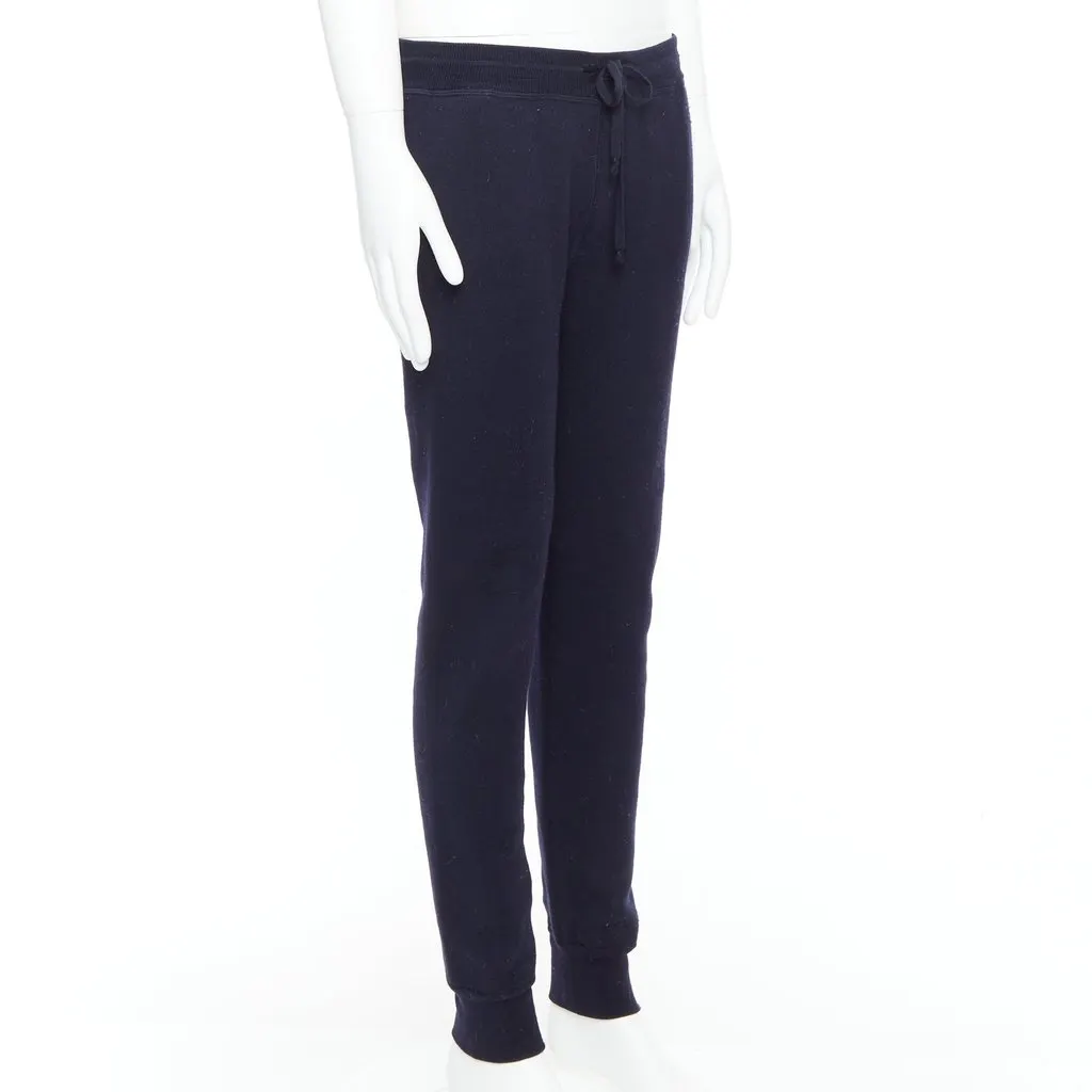 Lanvin Waffle Knit Joggers Navy Wool Fair - Inside View
