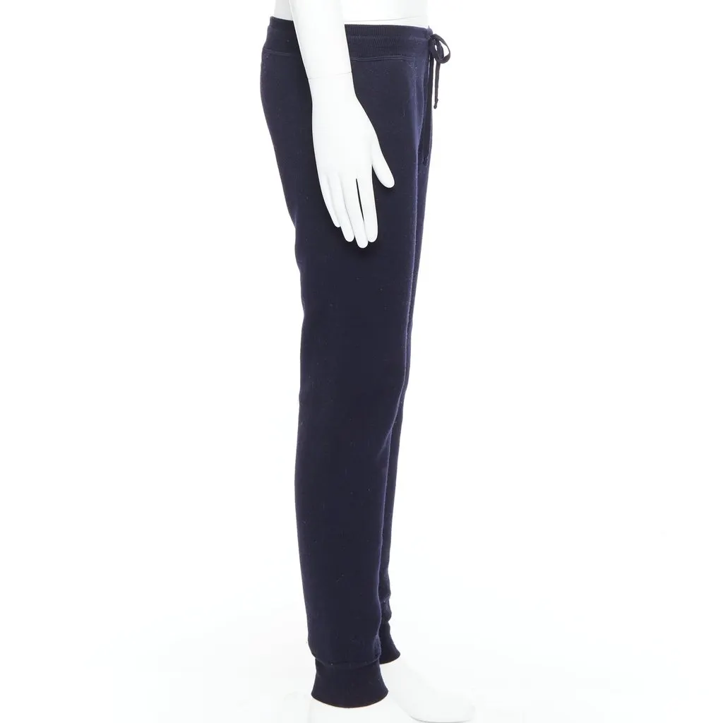 Lanvin Waffle Knit Joggers Navy Wool Fair - Model View