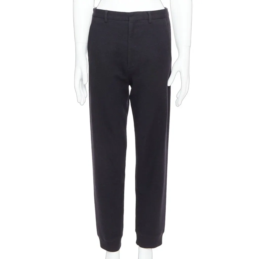 Lanvin Knitted Hem Joggers Black Wool Fair - Front View