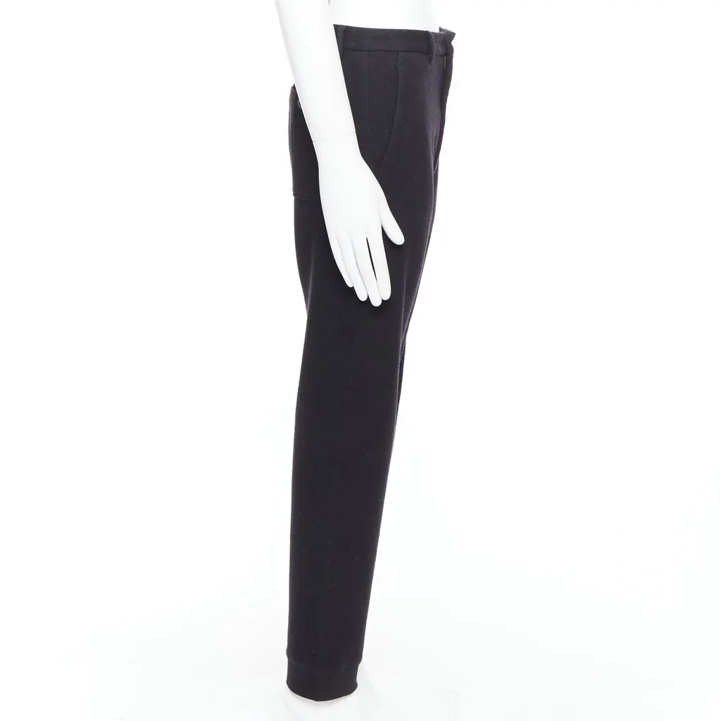 Lanvin Knitted Hem Joggers Black Wool Fair - Model View