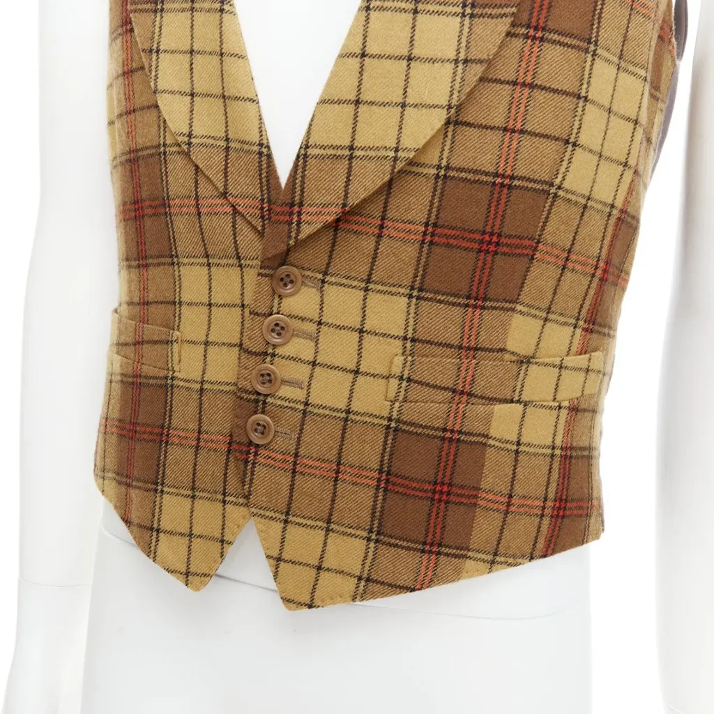 Dries Van Noten Plaid Wool Waistcoat Brown Wool Good - Back View