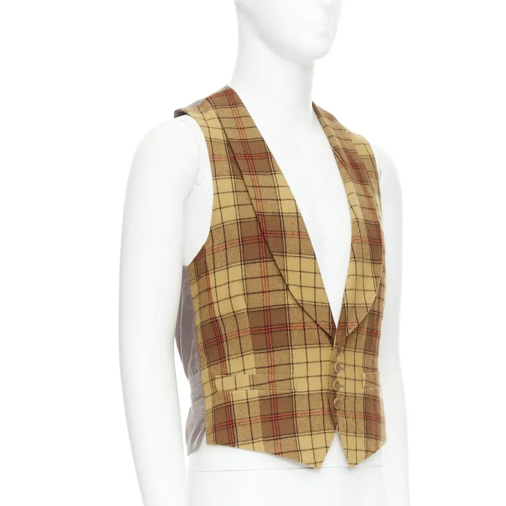 Dries Van Noten Plaid Wool Waistcoat Brown Wool Good - Inside View