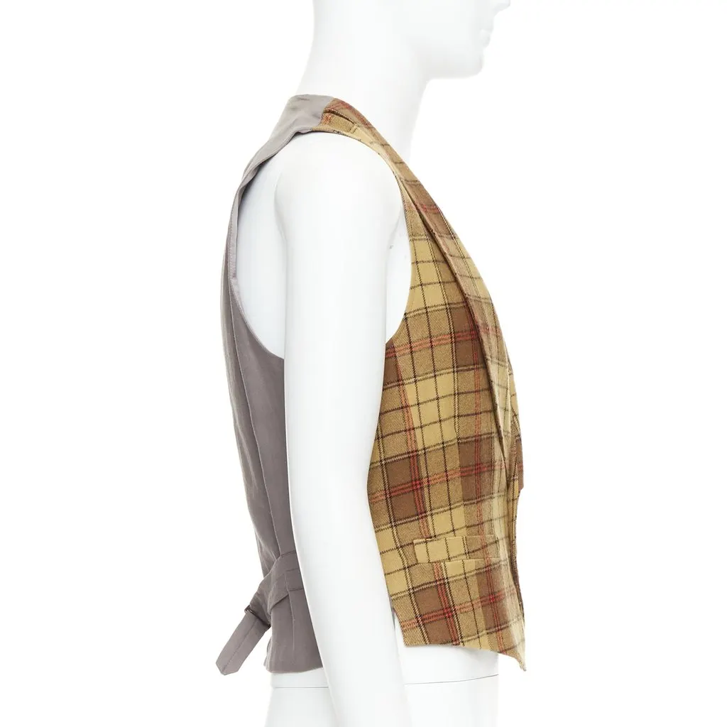 Dries Van Noten Plaid Wool Waistcoat Brown Wool Good - Model View