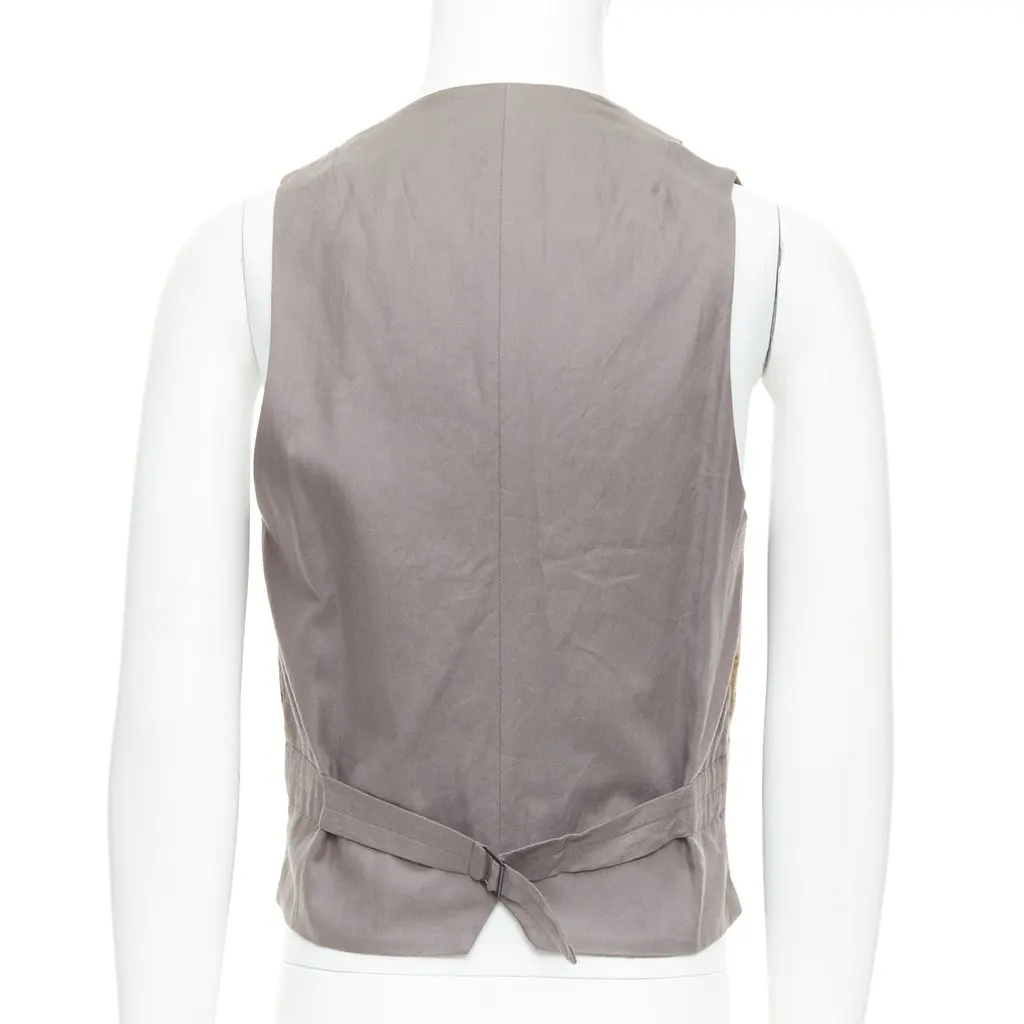 Dries Van Noten Plaid Wool Waistcoat Brown Wool Good - Box View