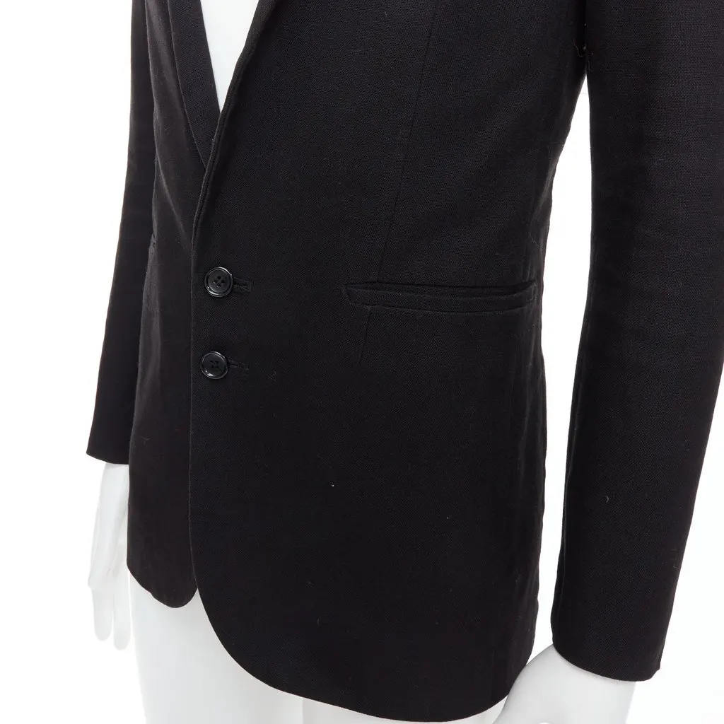 Unsigned Black Fitted Blazer Black Cotton Fair - Back View