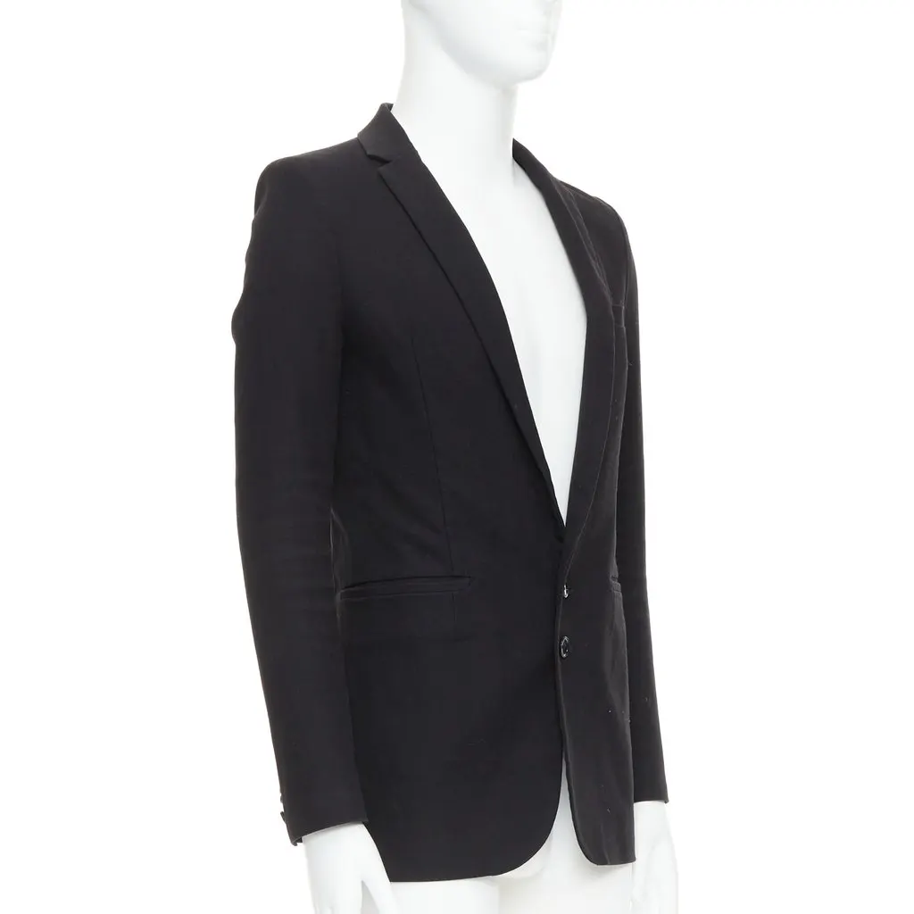 Unsigned Black Fitted Blazer Black Cotton Fair - Model View