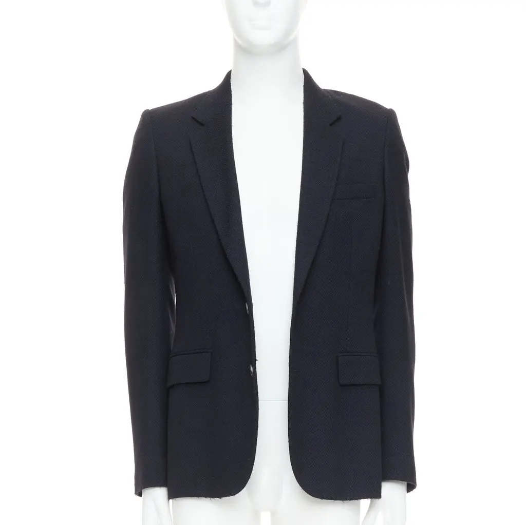 Maison Martin Margiela Navy Padded Boxy Blazer Navy Wool Fair - Front View