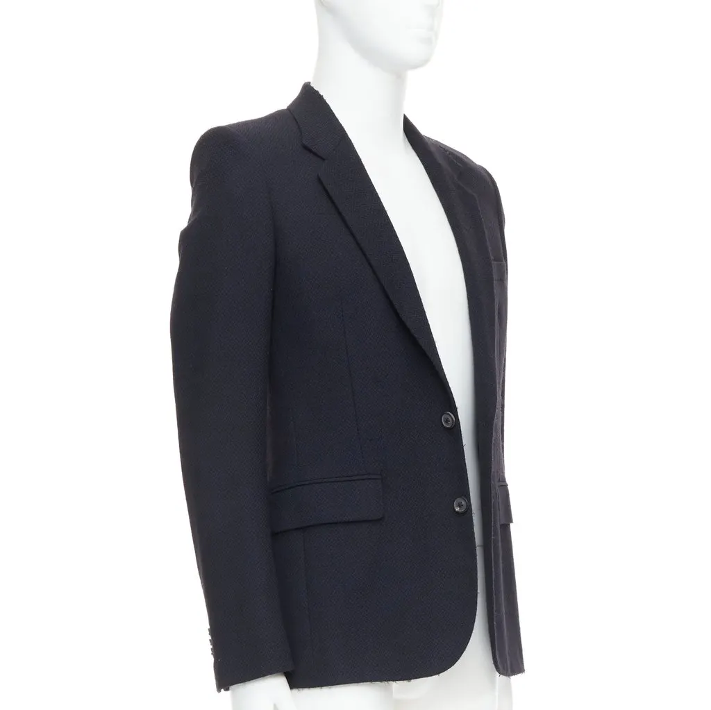 Maison Martin Margiela Navy Padded Boxy Blazer Navy Wool Fair - Inside View