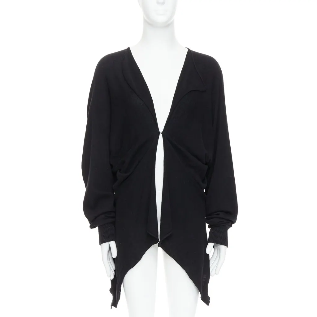 Bernhard Willhelm Draped Hi Low Cardigan Black Cotton Good - Front View