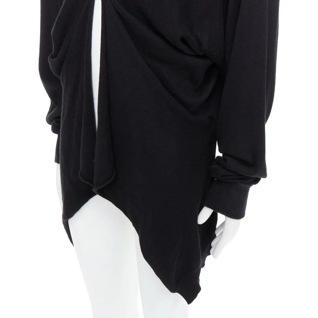 Bernhard Willhelm Draped Hi Low Cardigan Black Cotton Good - Back View