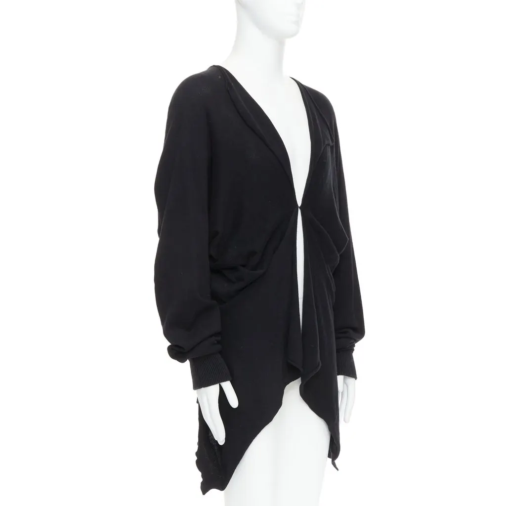 Bernhard Willhelm Draped Hi Low Cardigan Black Cotton Good - Inside View