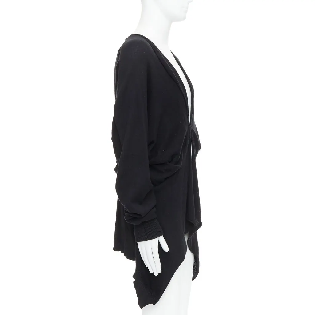 Bernhard Willhelm Draped Hi Low Cardigan Black Cotton Good - Model View