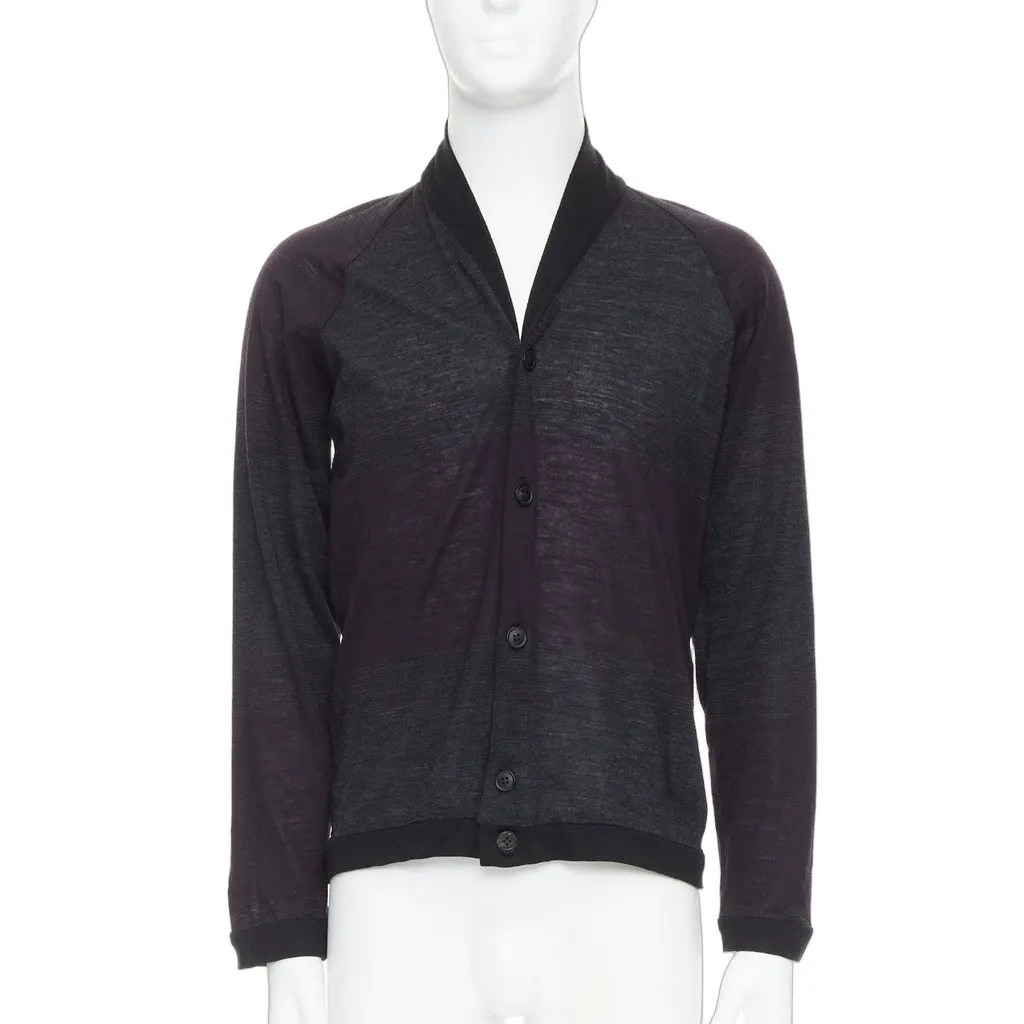 STEPHAN SCHNEIDER Gradient Knit Cardigan Grey Wool Good - Front View