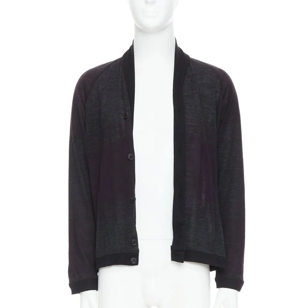 STEPHAN SCHNEIDER Gradient Knit Cardigan Grey Wool Good - Inside View