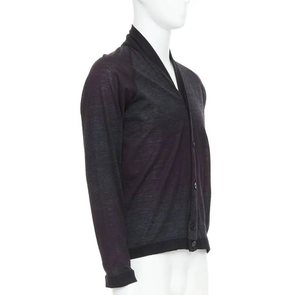 STEPHAN SCHNEIDER Gradient Knit Cardigan Grey Wool Good - Model View