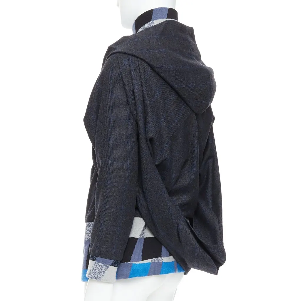 Unsigned Geometric Wool Jacket Blue Wool Very good - Back View
