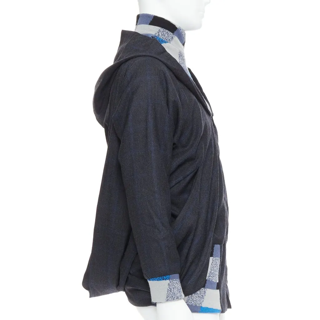 Unsigned Geometric Wool Jacket Blue Wool Very good - Box View
