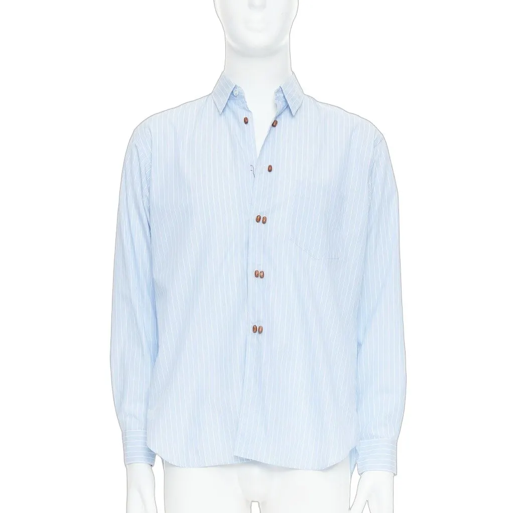 Comme des Garçons Bean Button Shirt Blue Cotton Fair - Front View