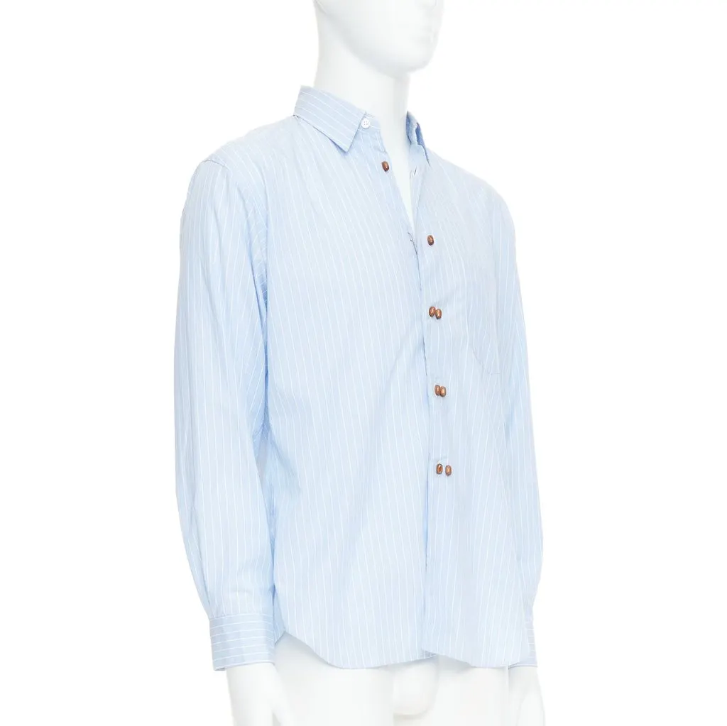 Comme des Garçons Bean Button Shirt Blue Cotton Fair - Inside View
