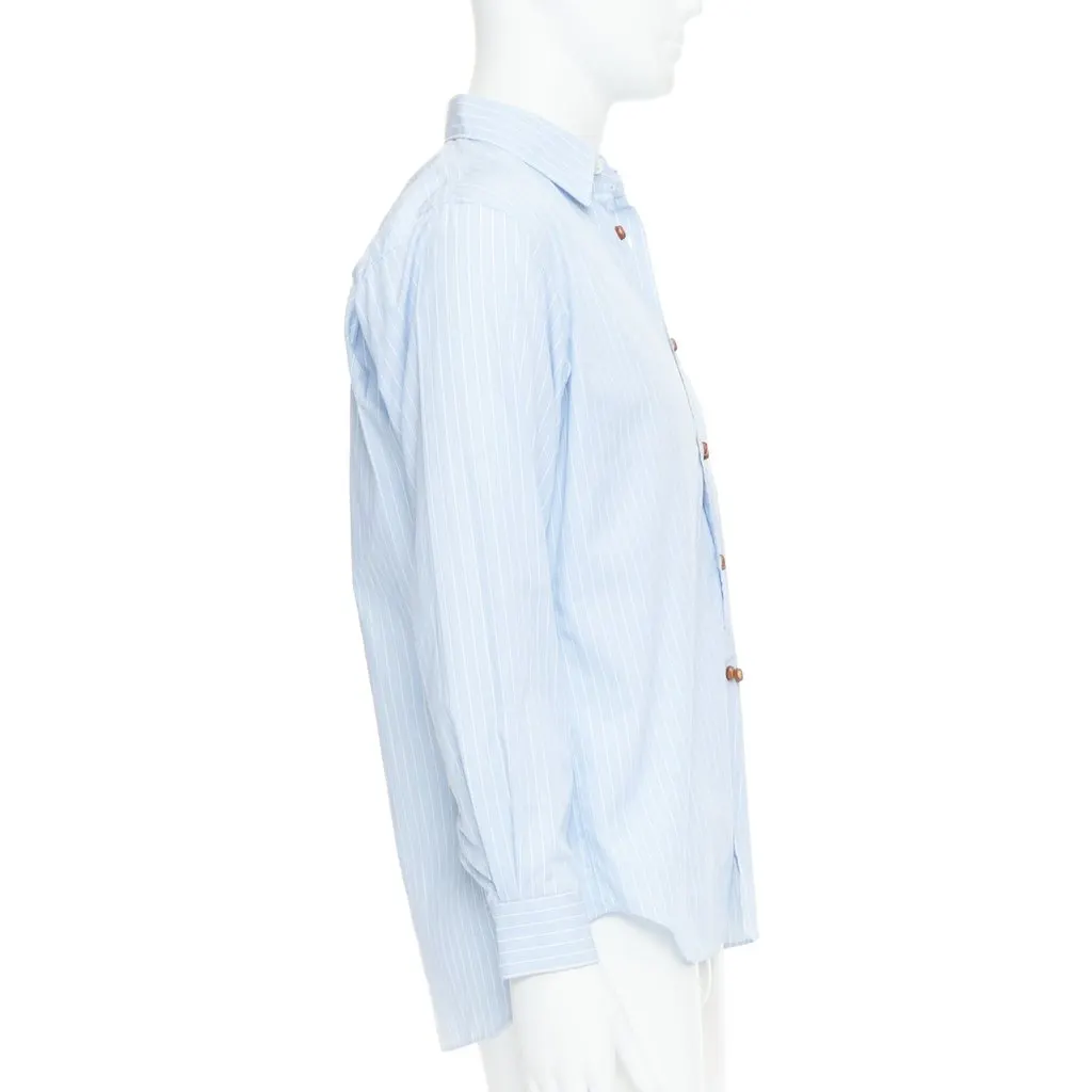 Comme des Garçons Bean Button Shirt Blue Cotton Fair - Model View