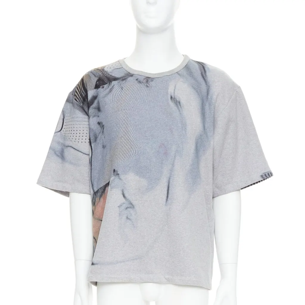 Bless Graphic Print Pullover Grey Cotton Good - Front View