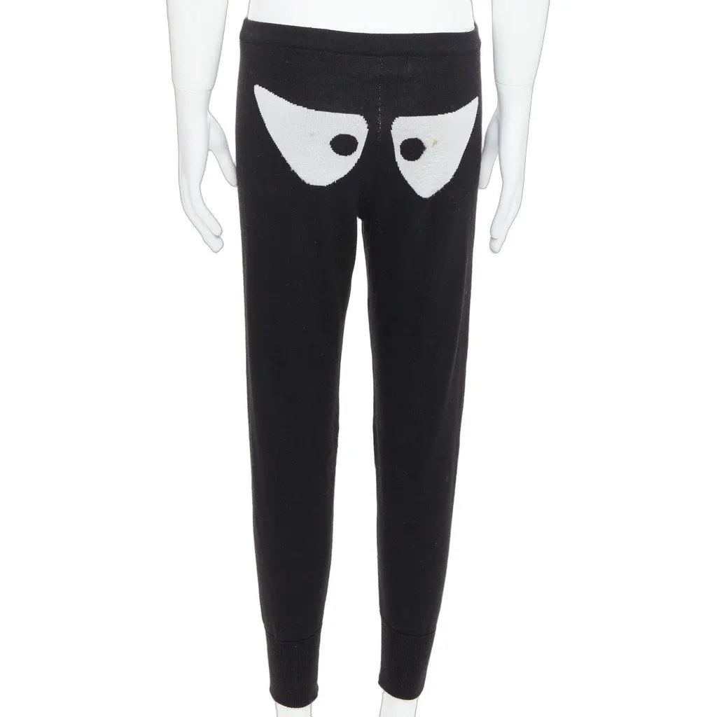 Jeremy Scott Eye Knit Joggers Black Wool Fair - Front View