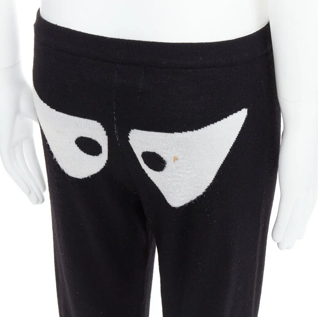 Jeremy Scott Eye Knit Joggers Black Wool Fair - Back View