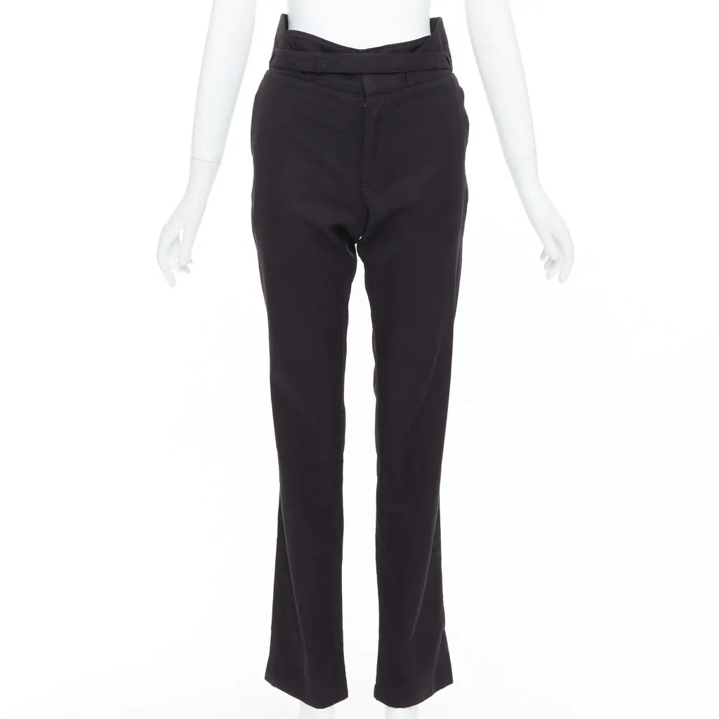 Raf Simons Paperbag Wool Pants Black Wool Fair - Front View