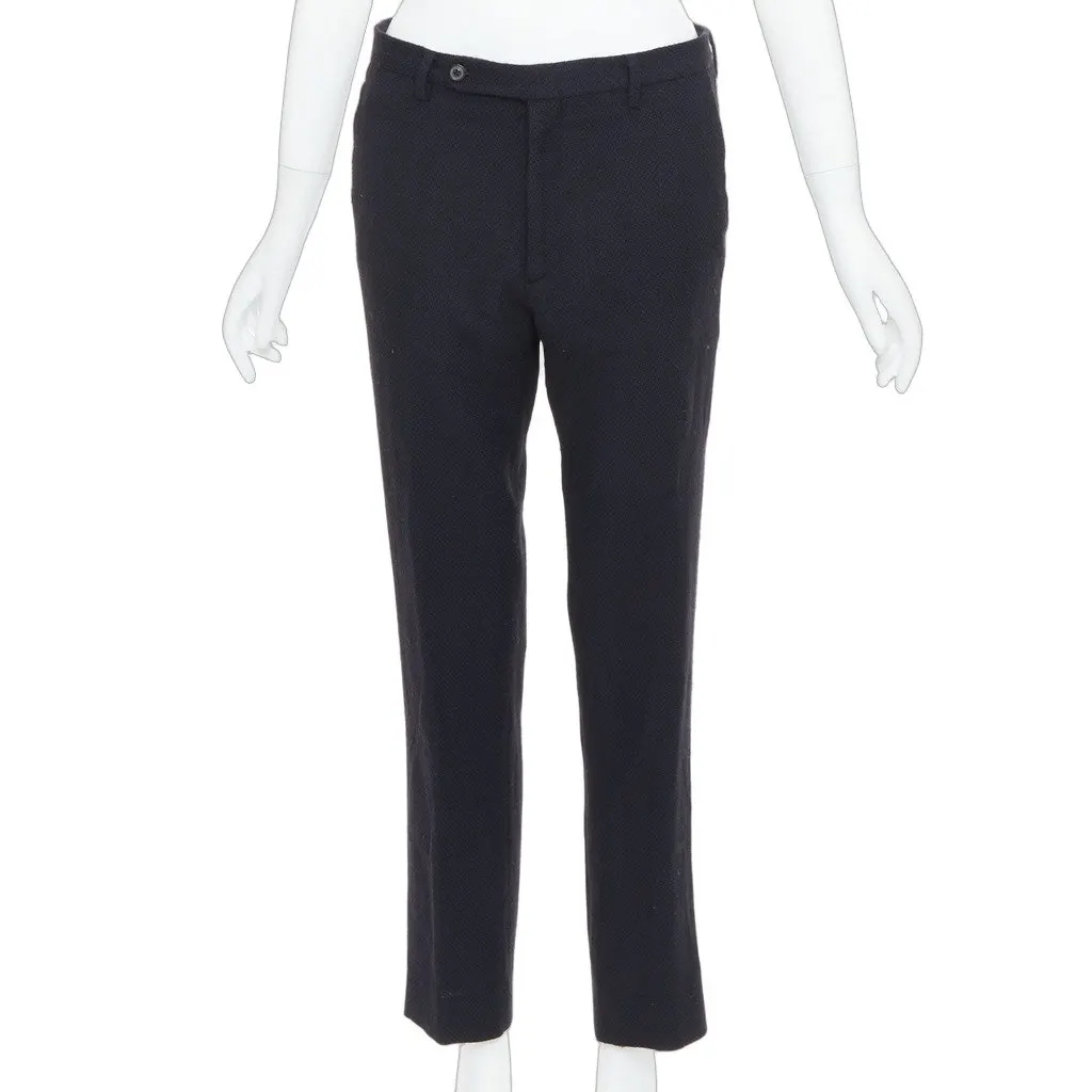 Maison Margiela Tapered Wool Pants Navy Wool Fair - Front View