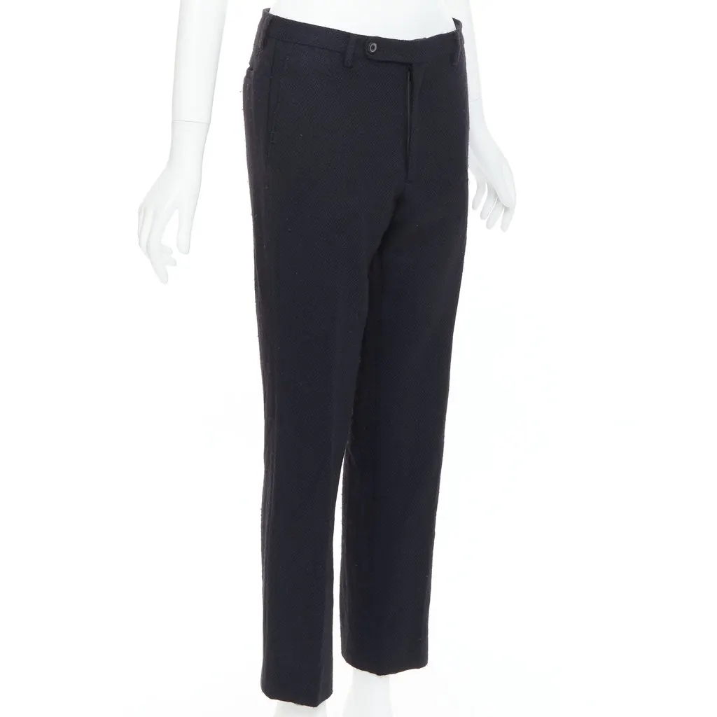 Maison Margiela Tapered Wool Pants Navy Wool Fair - Inside View