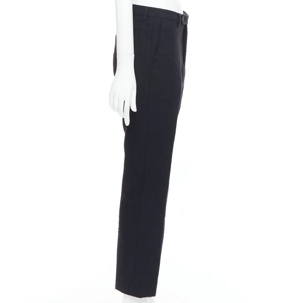Maison Margiela Tapered Wool Pants Navy Wool Fair - Model View