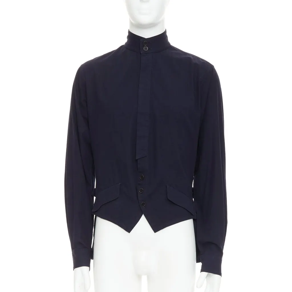 Yohji Yamamoto Navy Cotton Shirt Navy Cotton Good - Front View