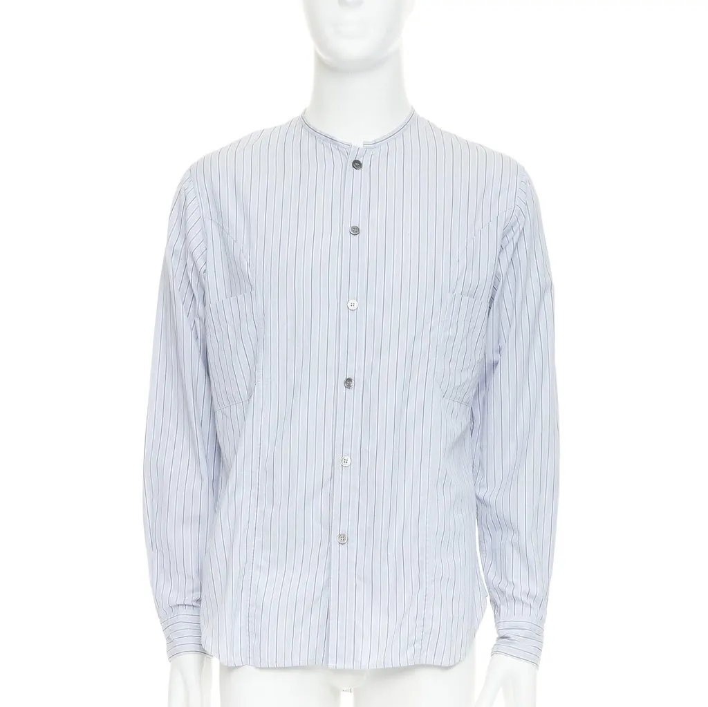 Yohji Yamamoto Blue Cotton Shirt Blue Cotton Good - Front View