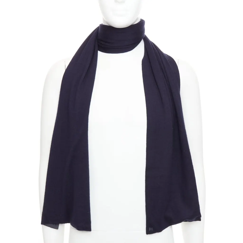 Hermès Navy Cashmere Pocket square Navy Cashmere Good - Front View