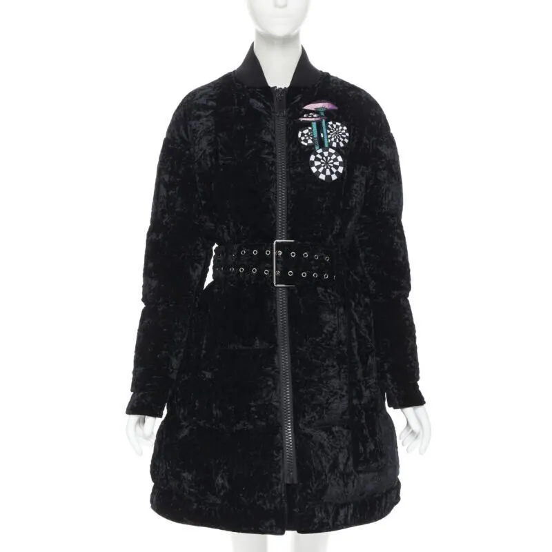 Versus Black Velvet Puffer Jacket Black Velvet Never worn, with tag - Front View