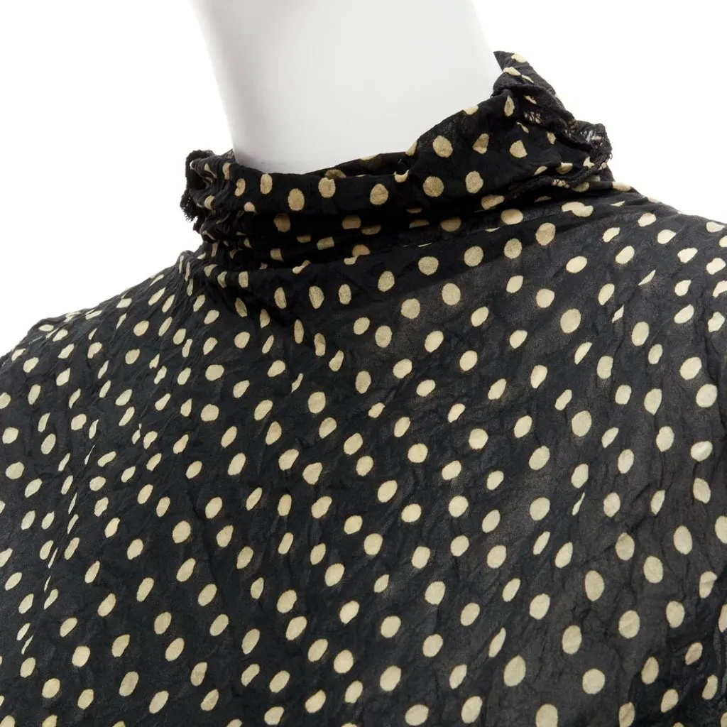 Issey Miyake Polka Crinkle Vest Black Polyester Never worn - Back View