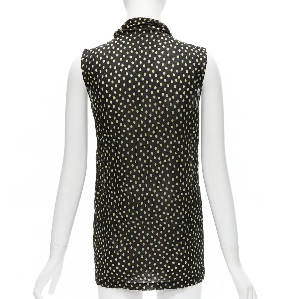 Issey Miyake Polka Crinkle Vest Black Polyester Never worn - Box View