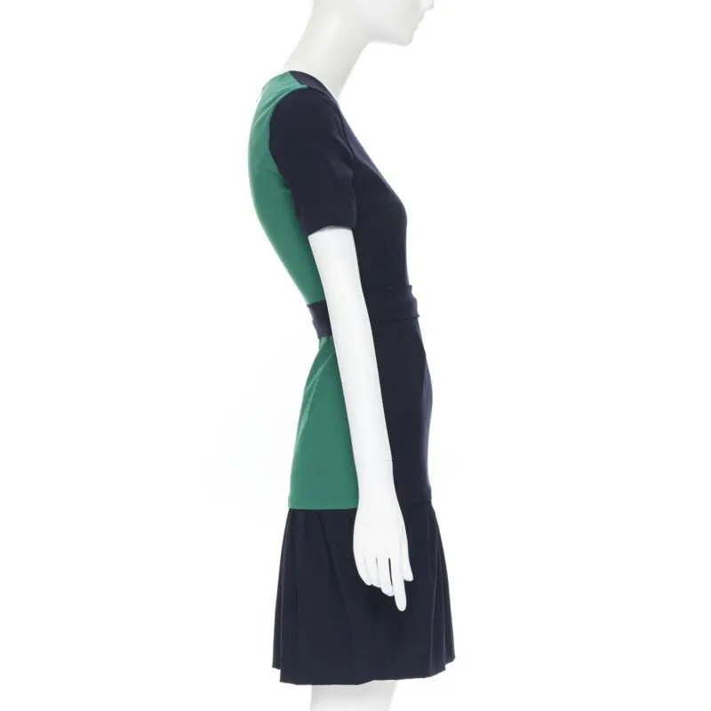 Preen Colorblocked Dress Navy Viscose Never worn - Box View