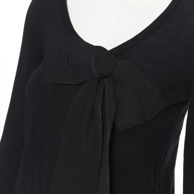 Lanvin Grosgrain Ribbon Sweater Black Wool Never worn - Back View