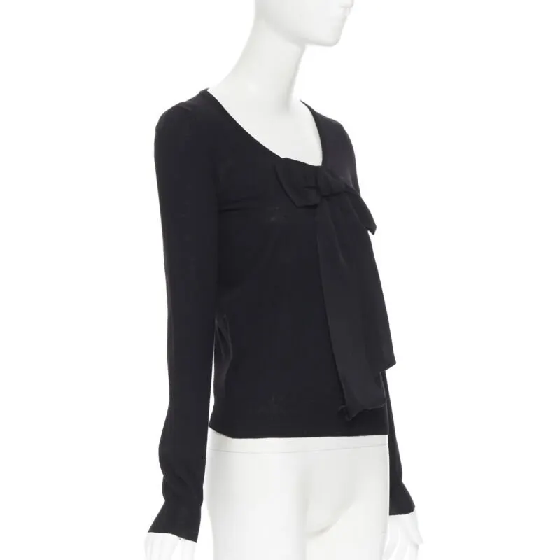 Lanvin Grosgrain Ribbon Sweater Black Wool Never worn - Inside View