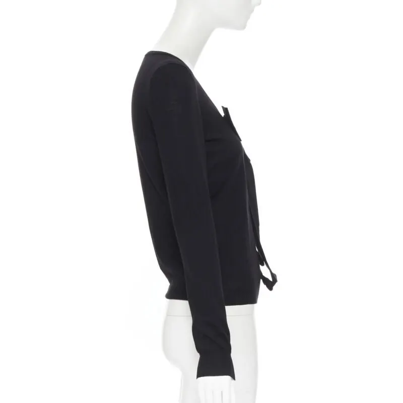 Lanvin Grosgrain Ribbon Sweater Black Wool Never worn - Model View