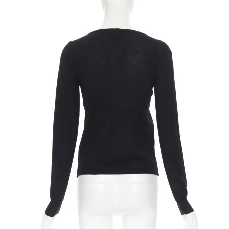 Lanvin Grosgrain Ribbon Sweater Black Wool Never worn - Box View