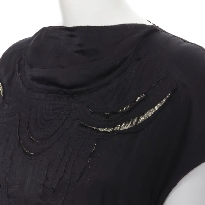 Lanvin Lurex Cut Out Top Black Silk Very good - Back View