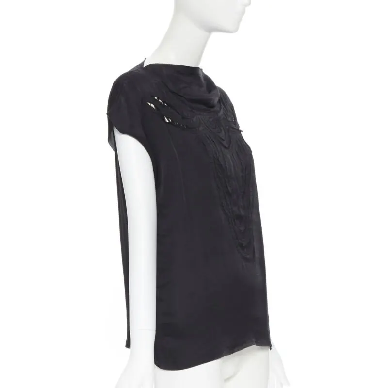 Lanvin Lurex Cut Out Top Black Silk Very good - Inside View