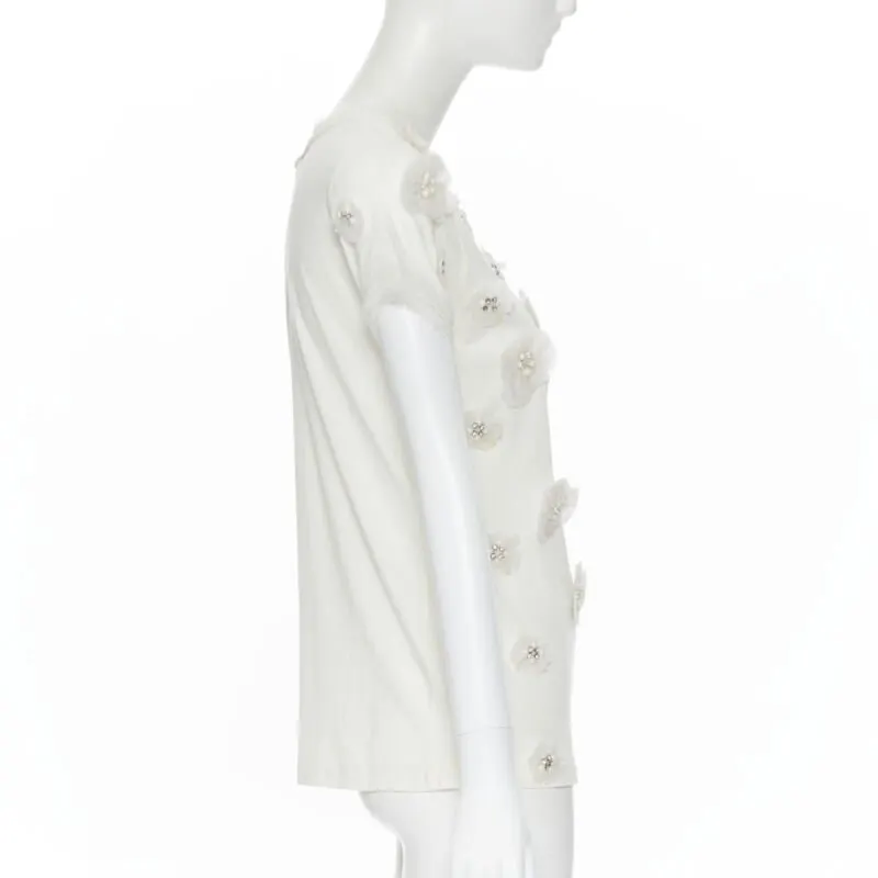 Lanvin Pearl Flower Tee White Cotton Very good - Model View